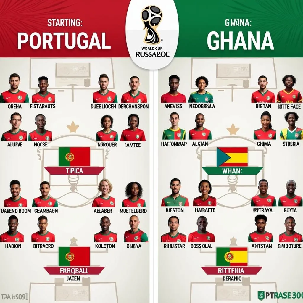 Đội hình Bồ Đào Nha và Ghana tại World Cup