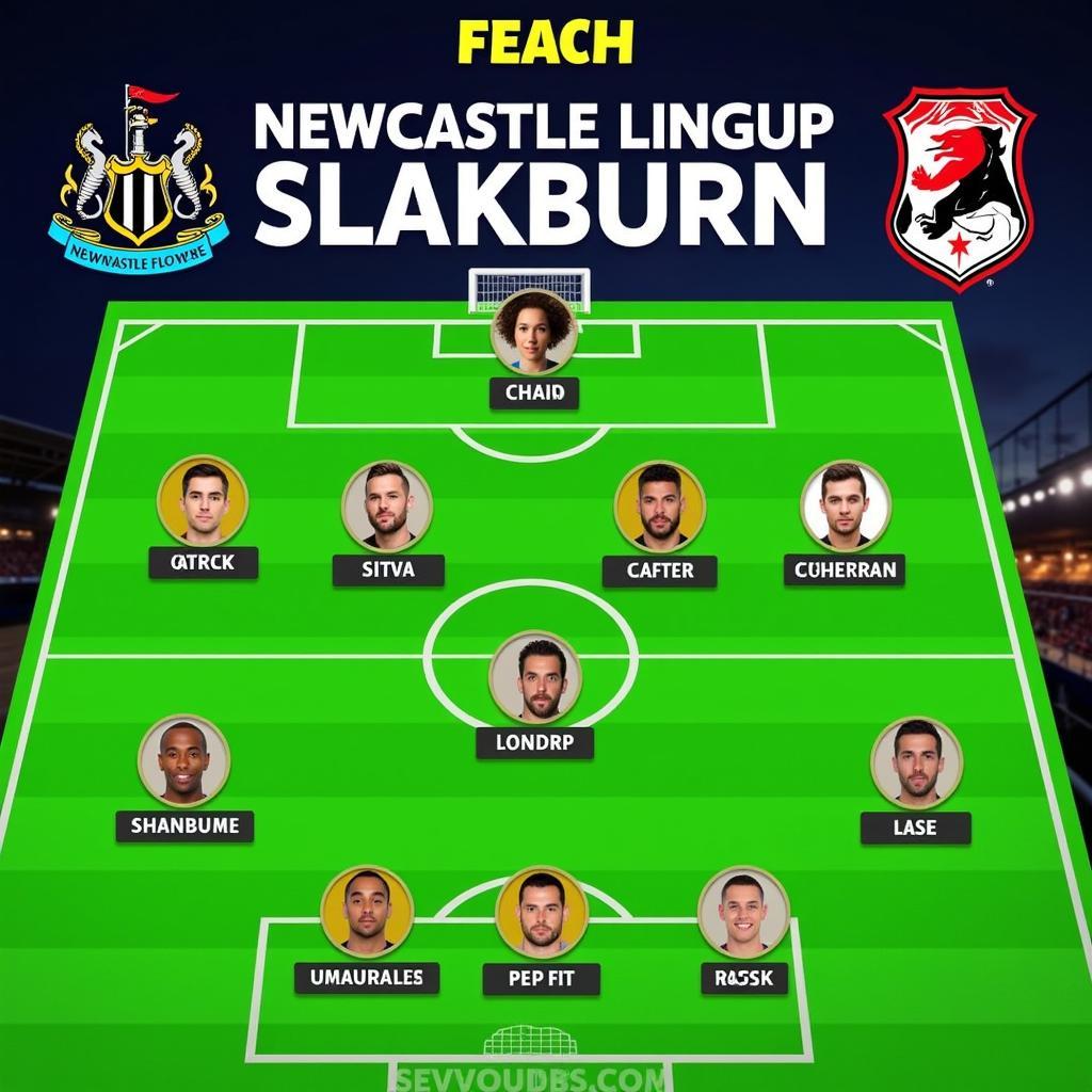 Hình ảnh đội hình ra sân của Newcastle và Blackburn