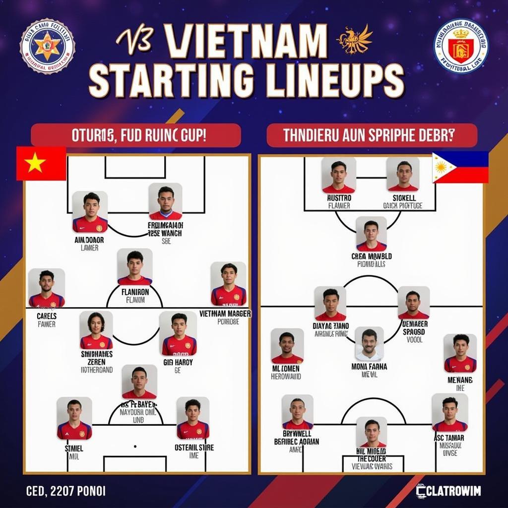 Đội hình U23 Việt Nam và U23 Philippines