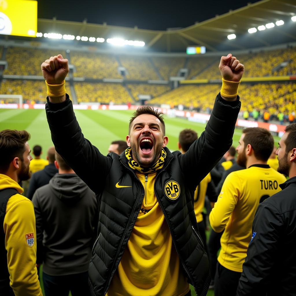 Cổ động viên Dortmund ăn mừng chiến thắng