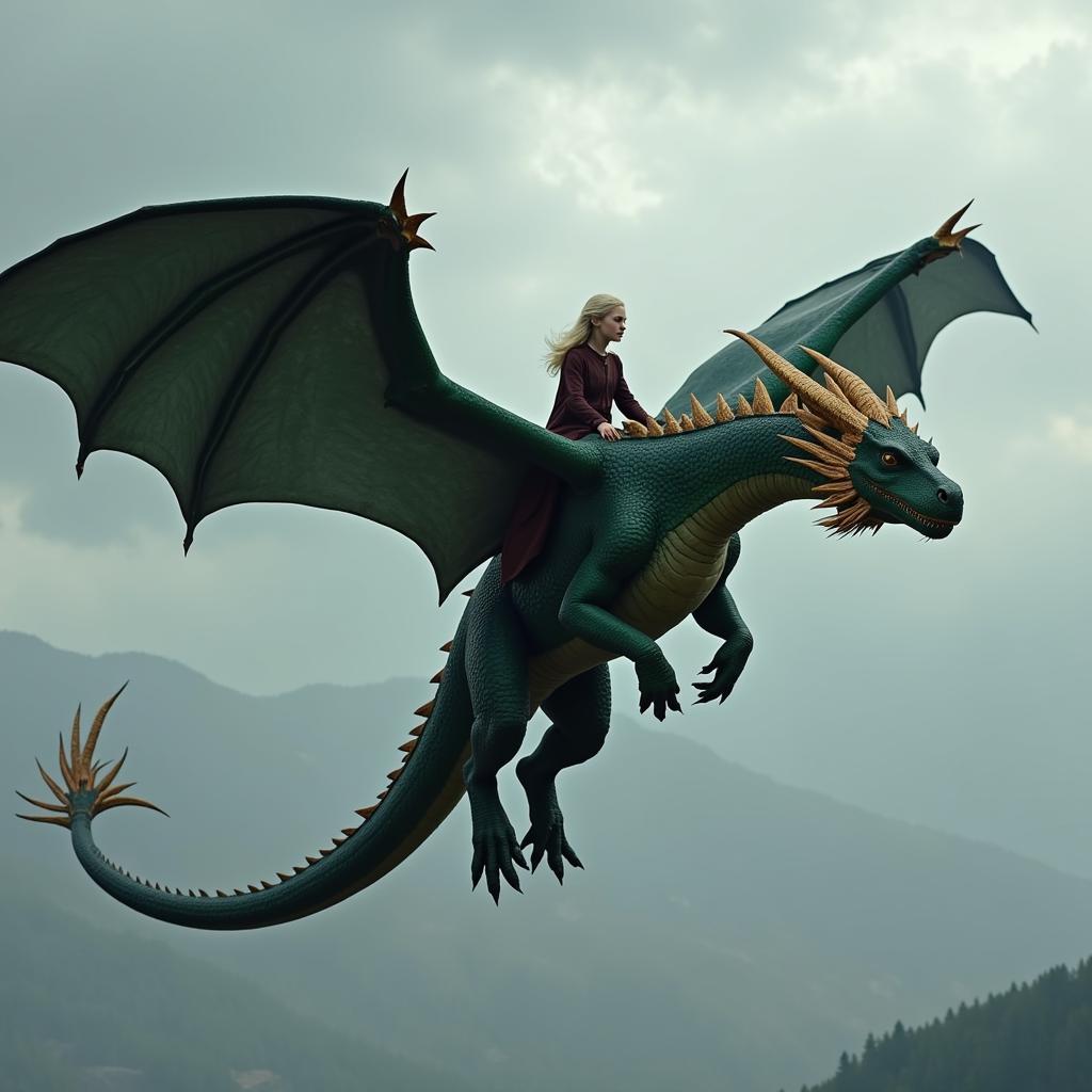 Drogon chở Daenerys Targaryen bay trên bầu trời