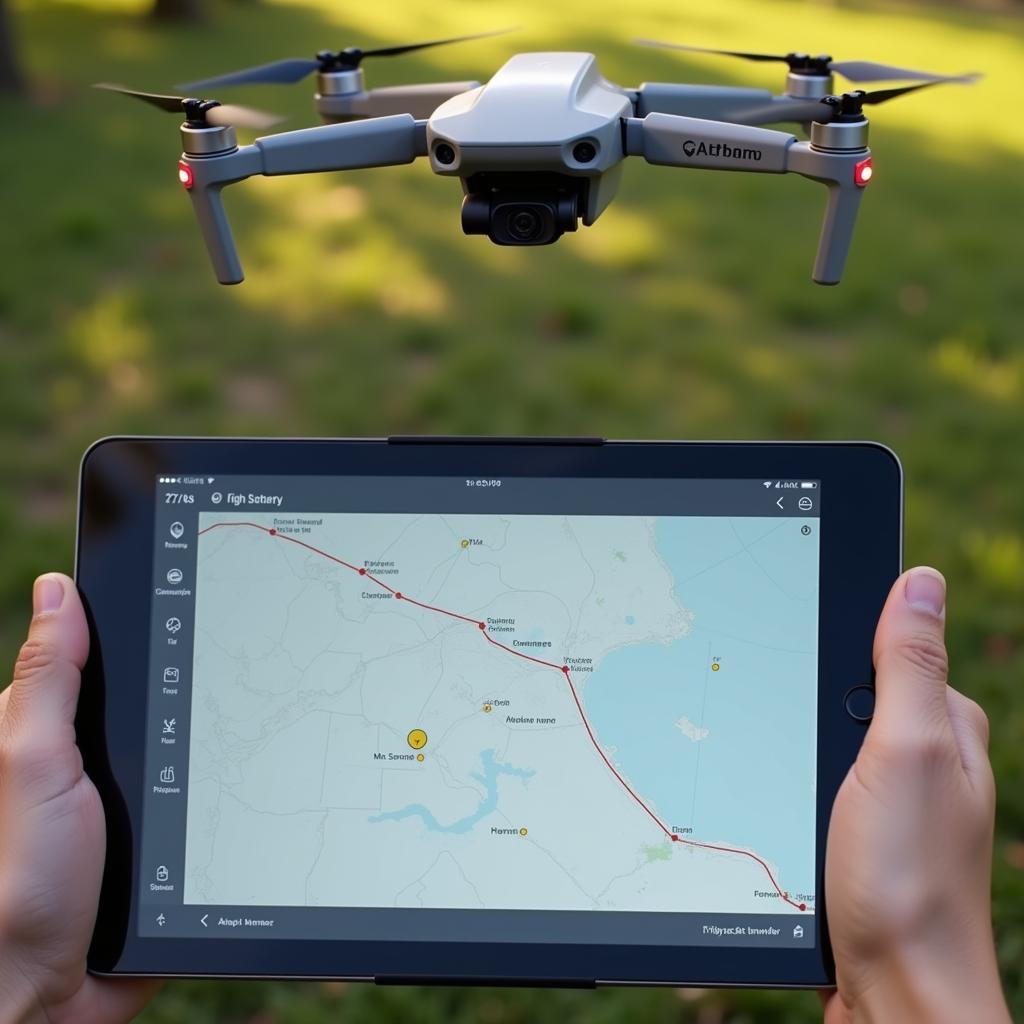 Drone đang bay với lộ trình được lên kế hoạch từ trước