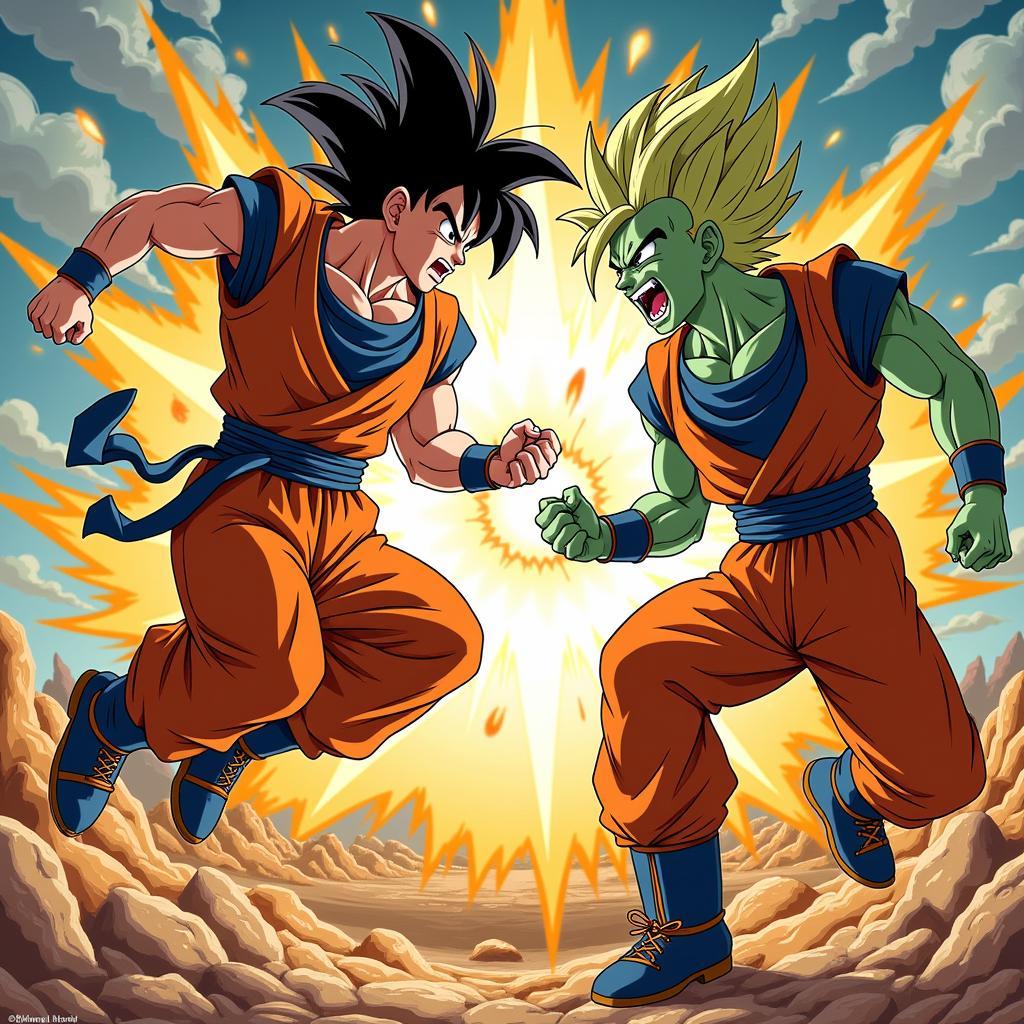 Evil Goku và Broly đối đầu