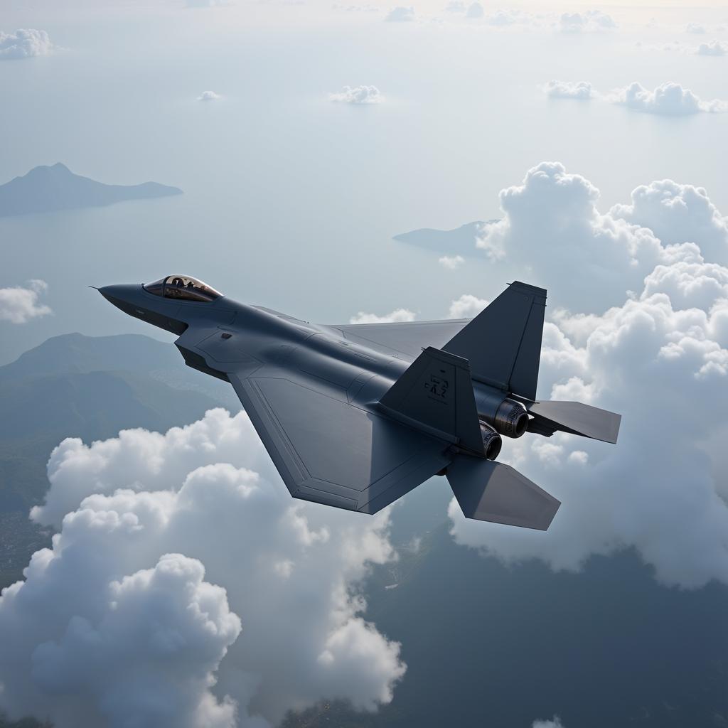 F-22 Raptor đang bay trên bầu trời