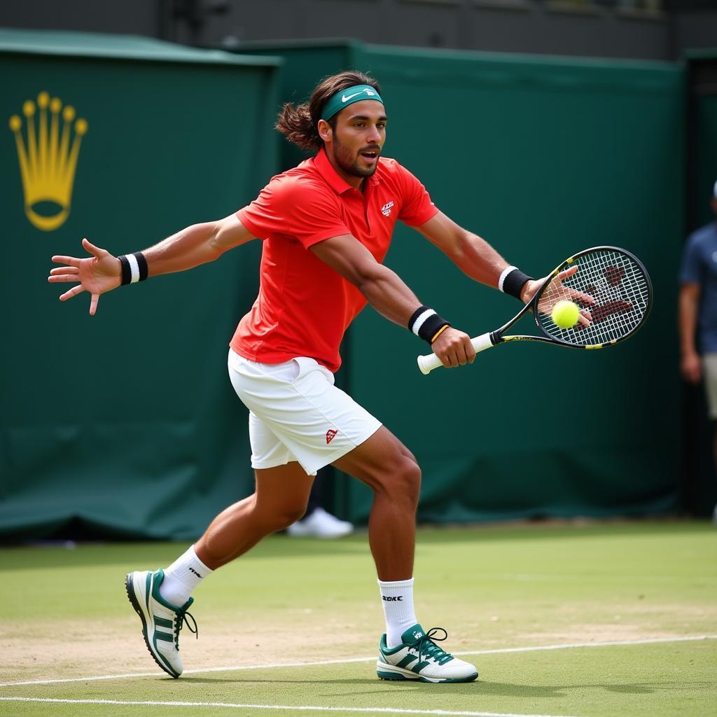 Fabio Fognini thực hiện cú đánh backhand