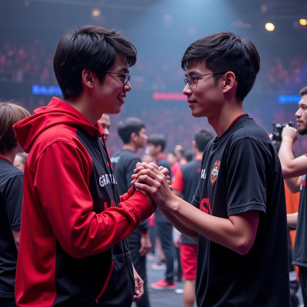 Faker và TheShy bắt tay sau trận đấu