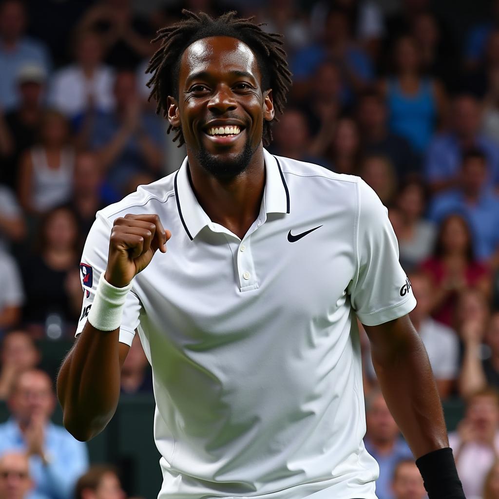 Gael Monfils ăn mừng chiến thắng