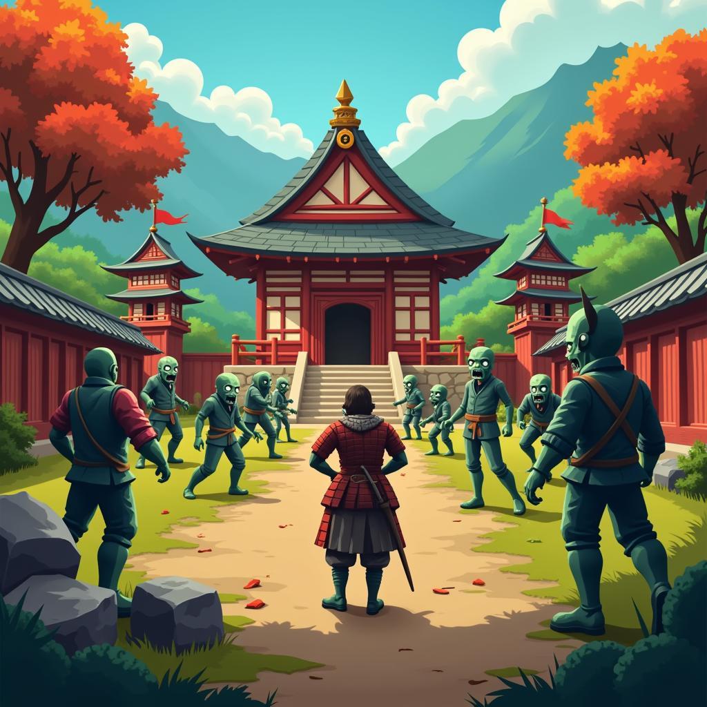 Giao diện game Samurai vs Zombies trên điện thoại