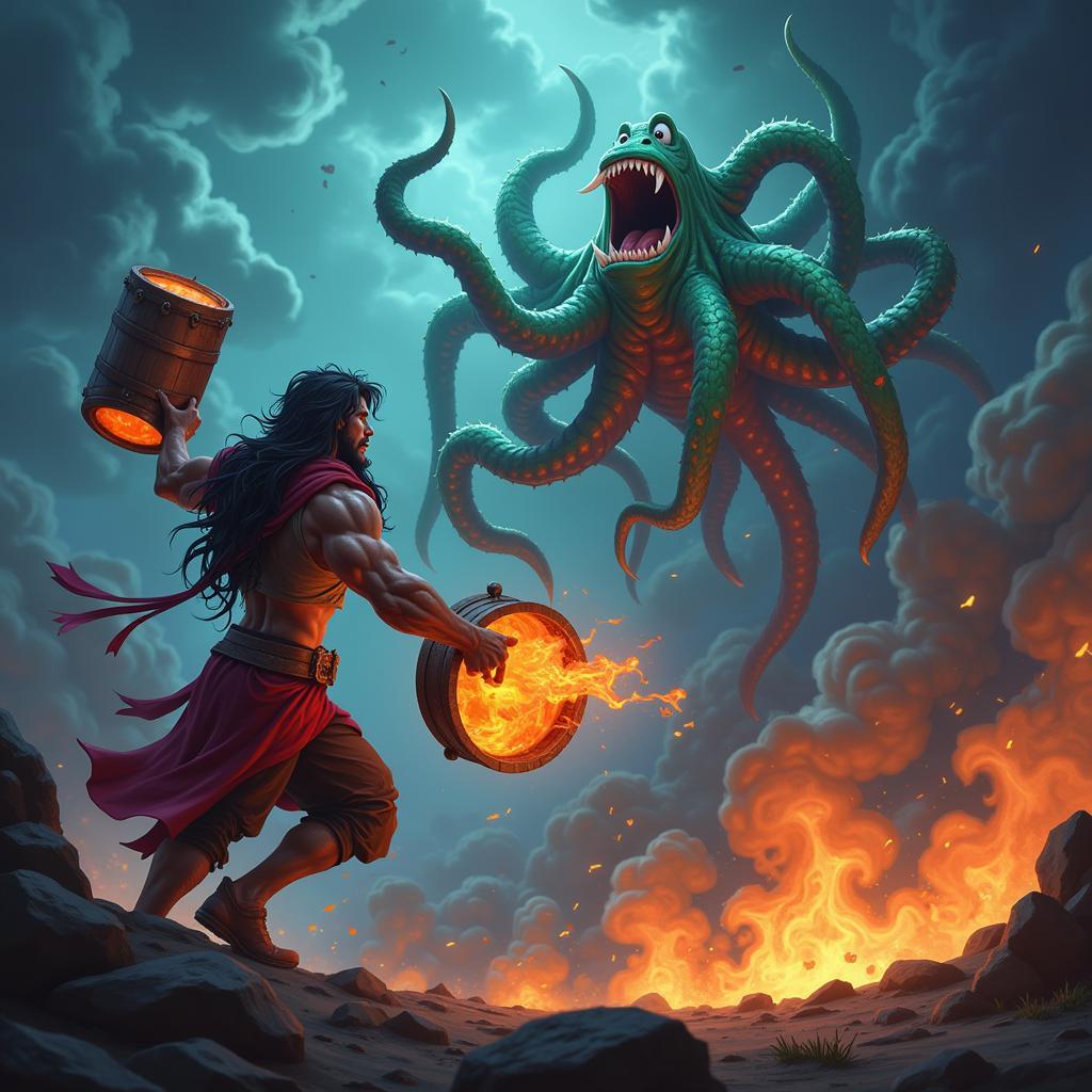 Gangplank và Illaoi đối đầu trên đường trên