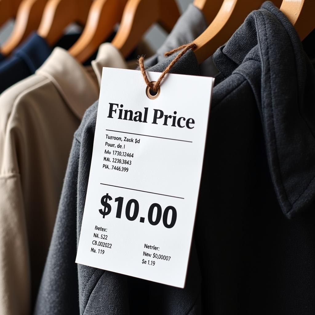 Retail price tag on a clothing item