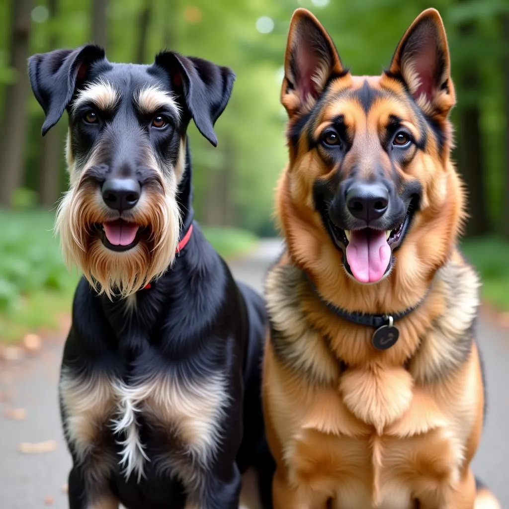 Giant Schnauzer and German Shepherd breed comparison