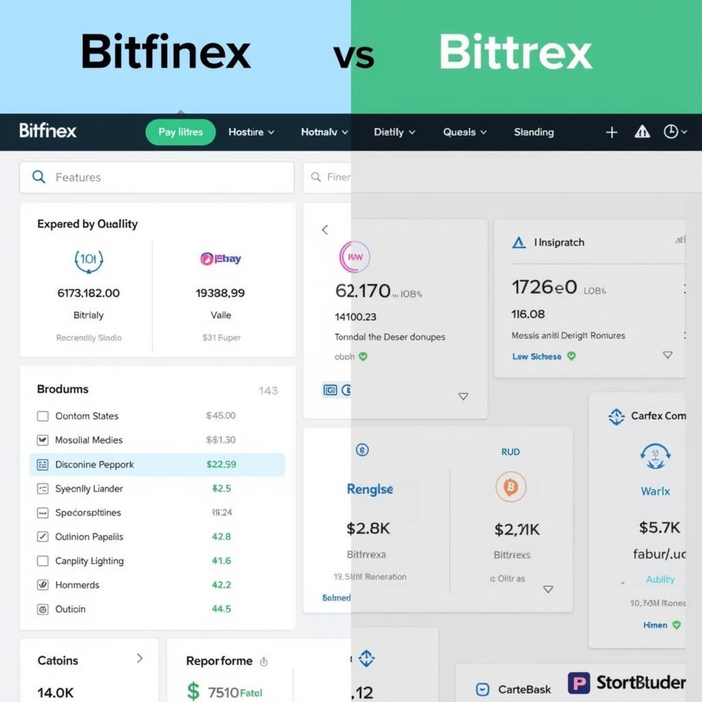 Giao diện Bitfinex và Bittrex