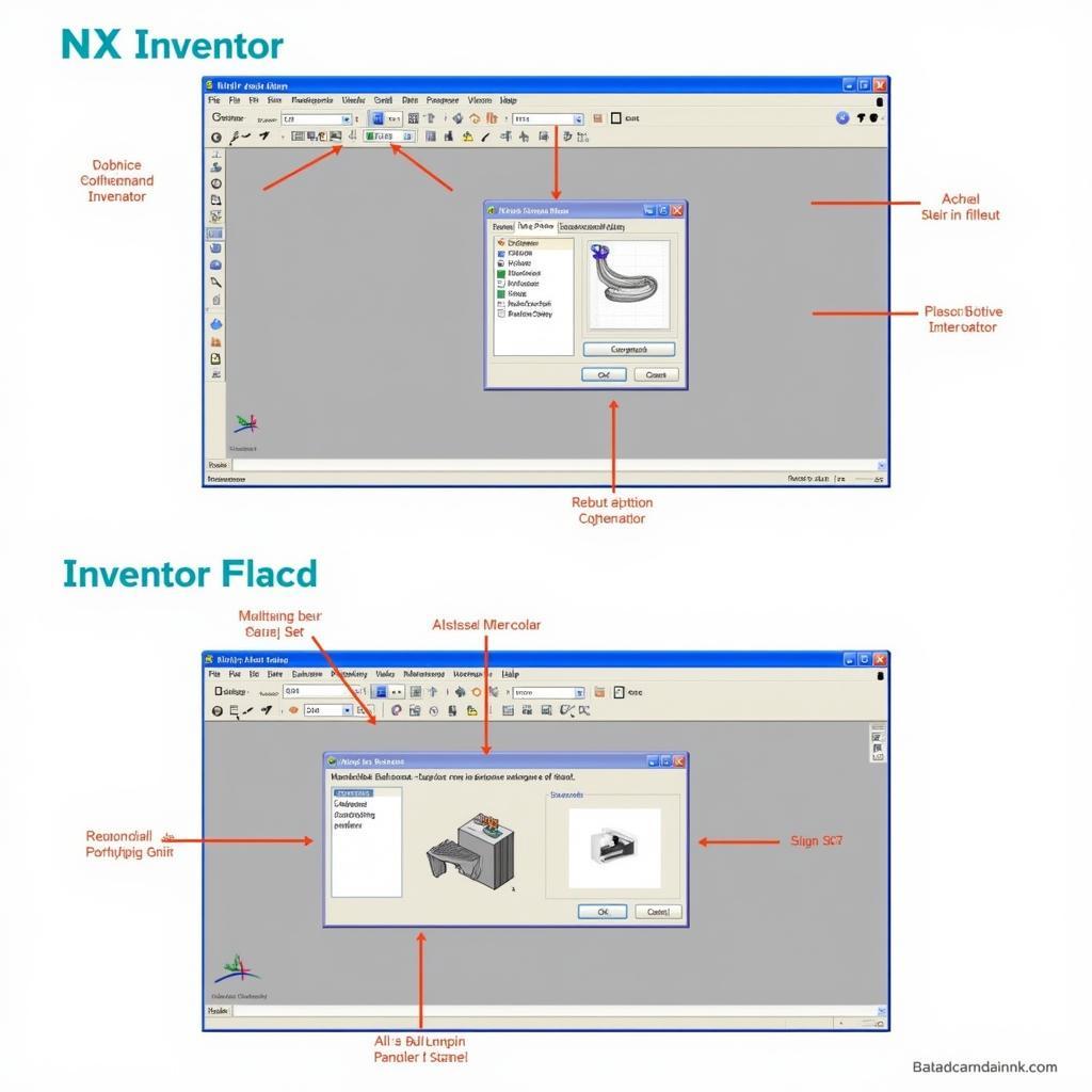 Giao diện phần mềm thiết kế NX và Inventor