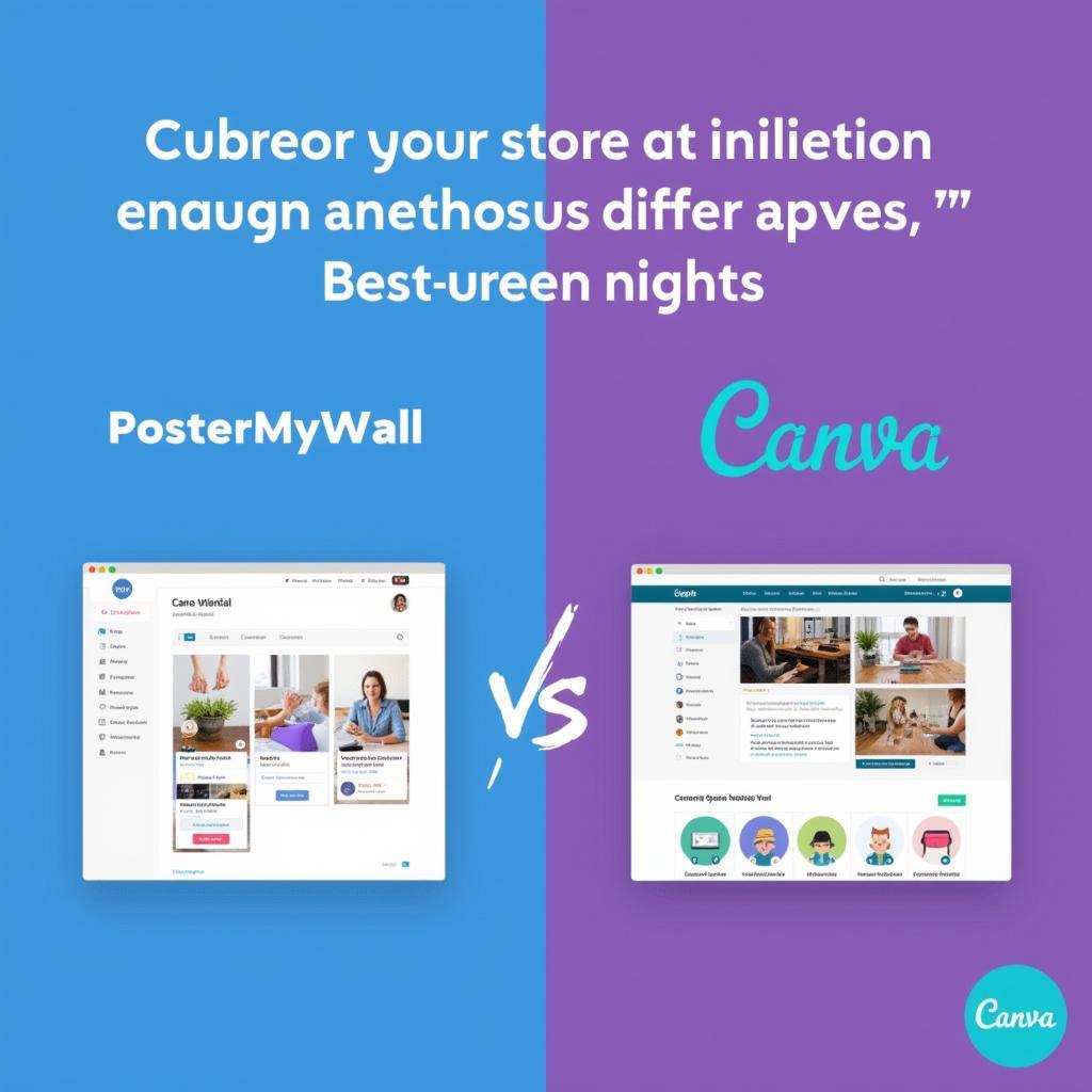 Giao diện PosterMyWall và Canva