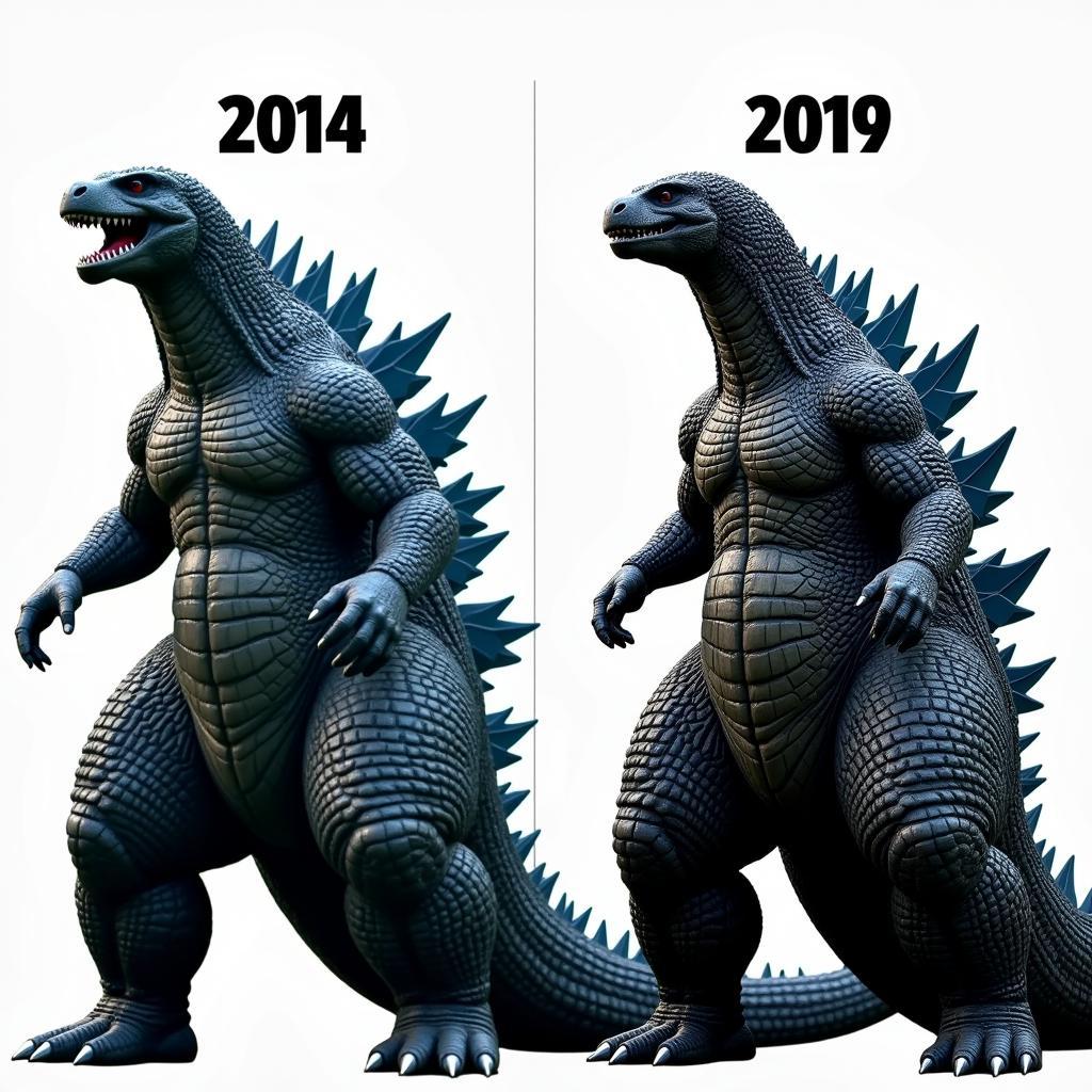 So sánh kích thước Godzilla 2014 và 2019