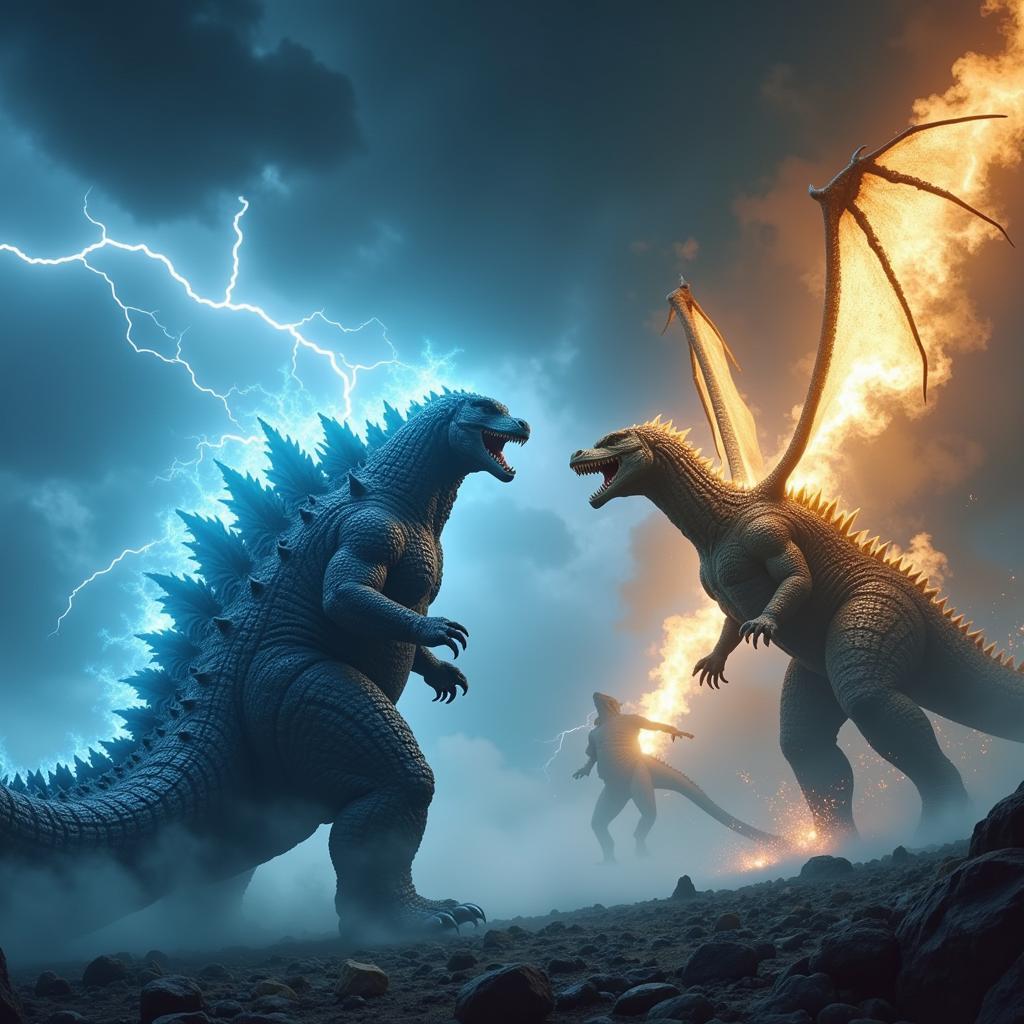 Godzilla và Ghidorah giao chiến trong không gian