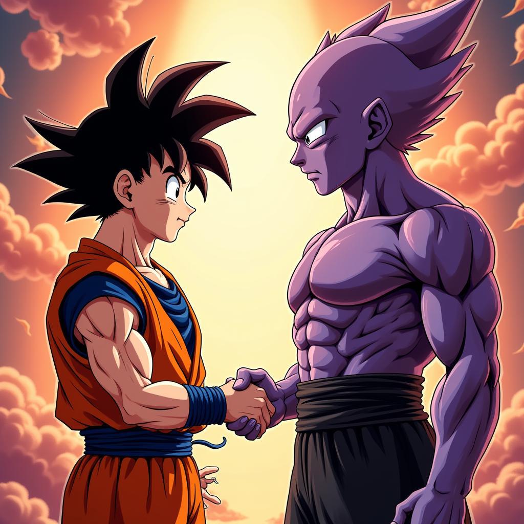 Goku và Beerus bắt tay