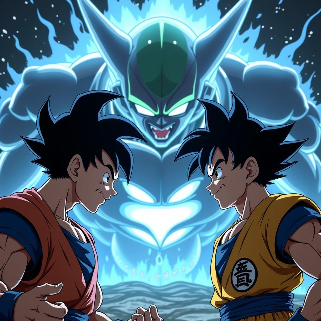 Goku and Gohan at the Cell Games