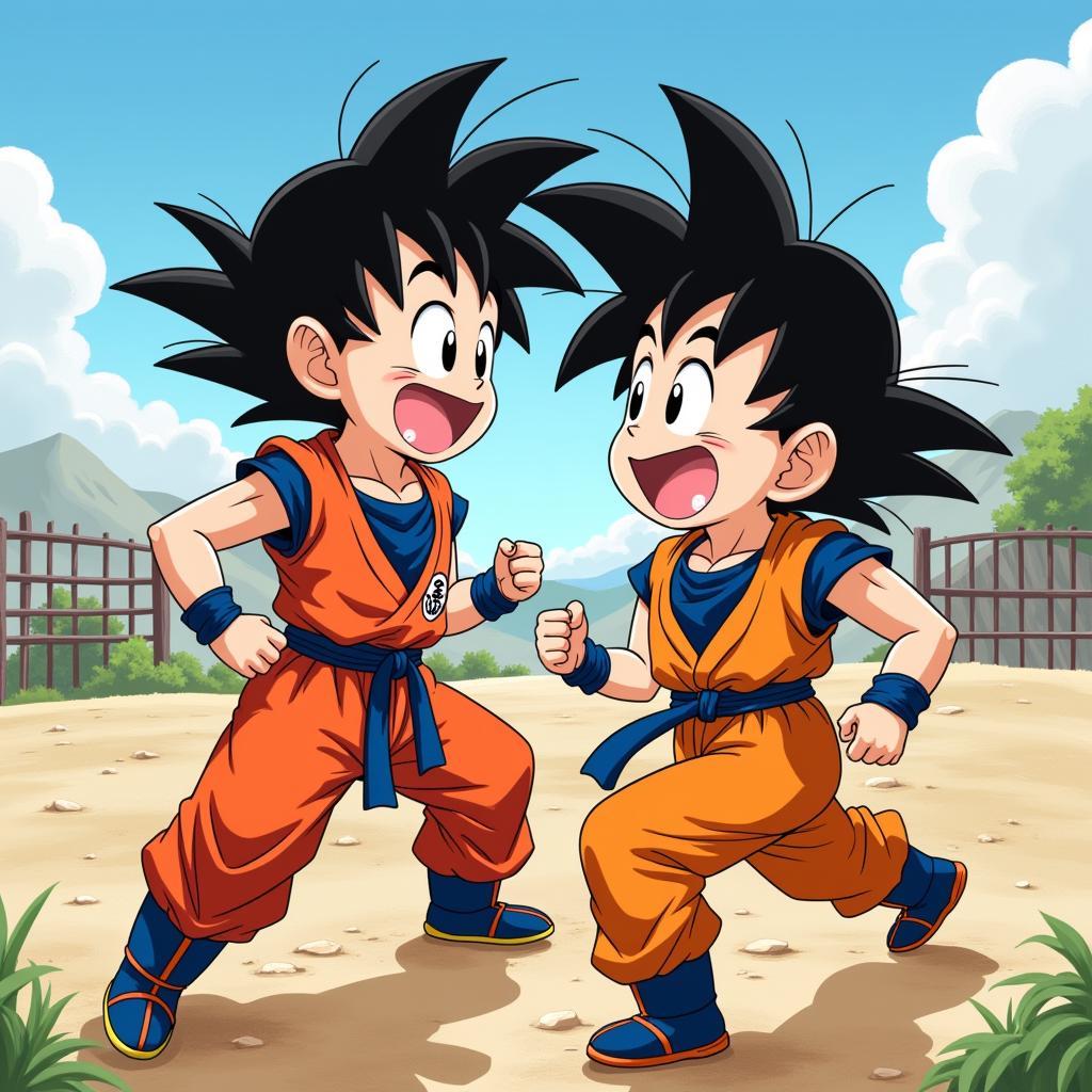 Goku and Gohan training together