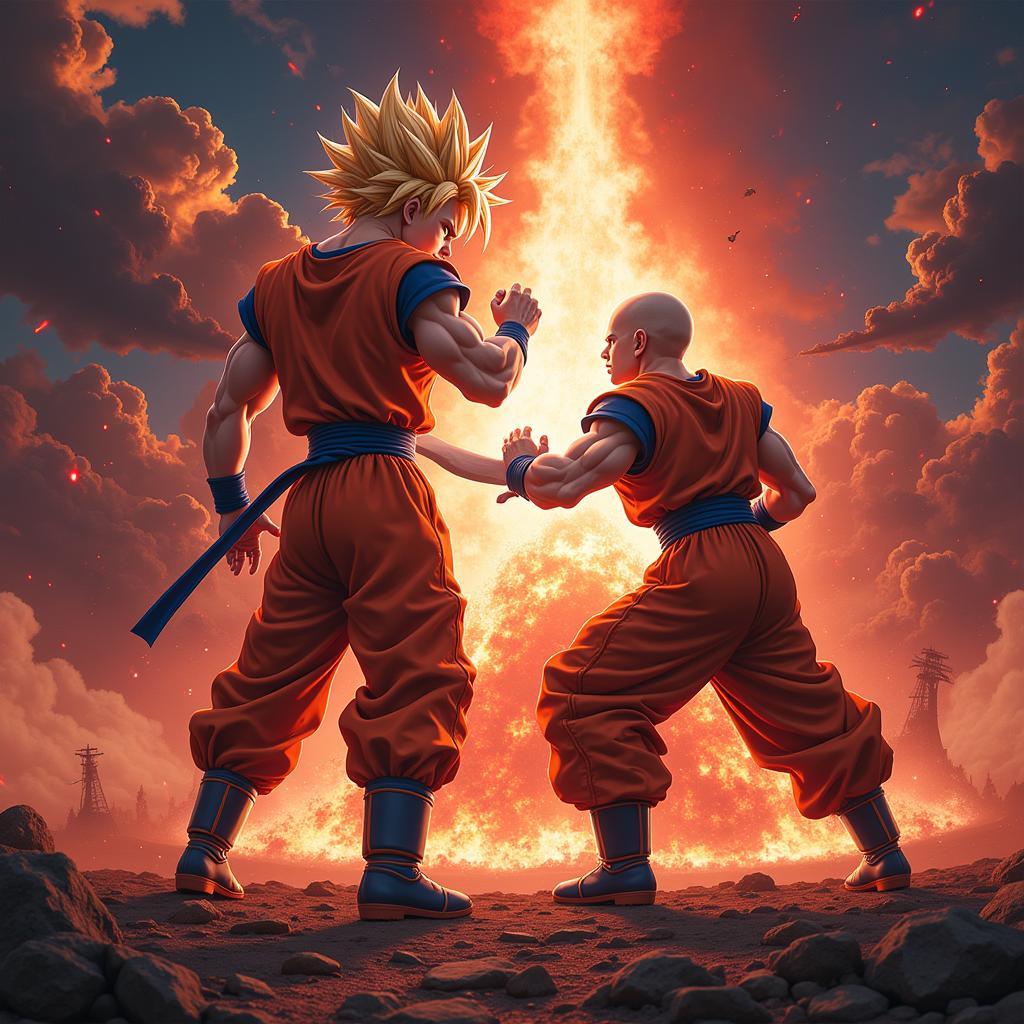 Goku và Jiren trong pha đối đầu cuối cùng