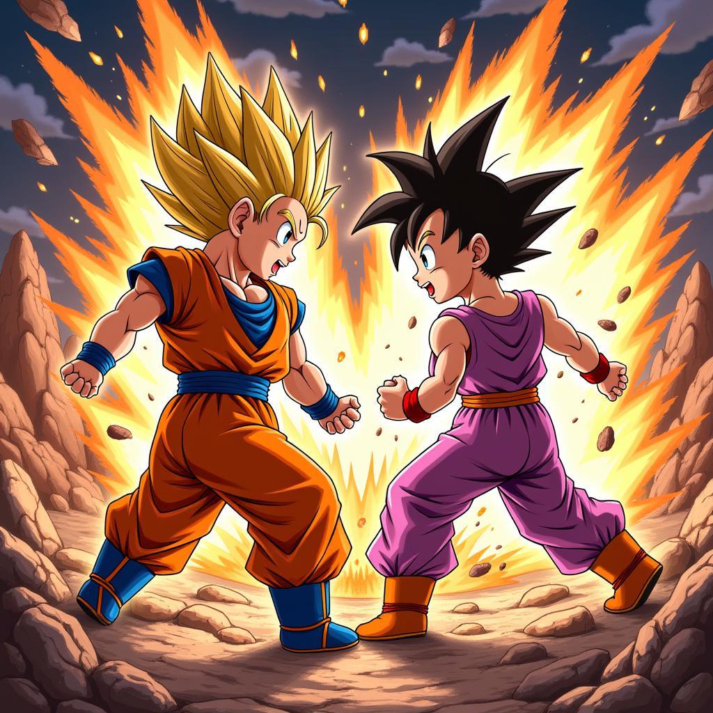 Goku Super Saiyan 3 đối đầu Kid Buu