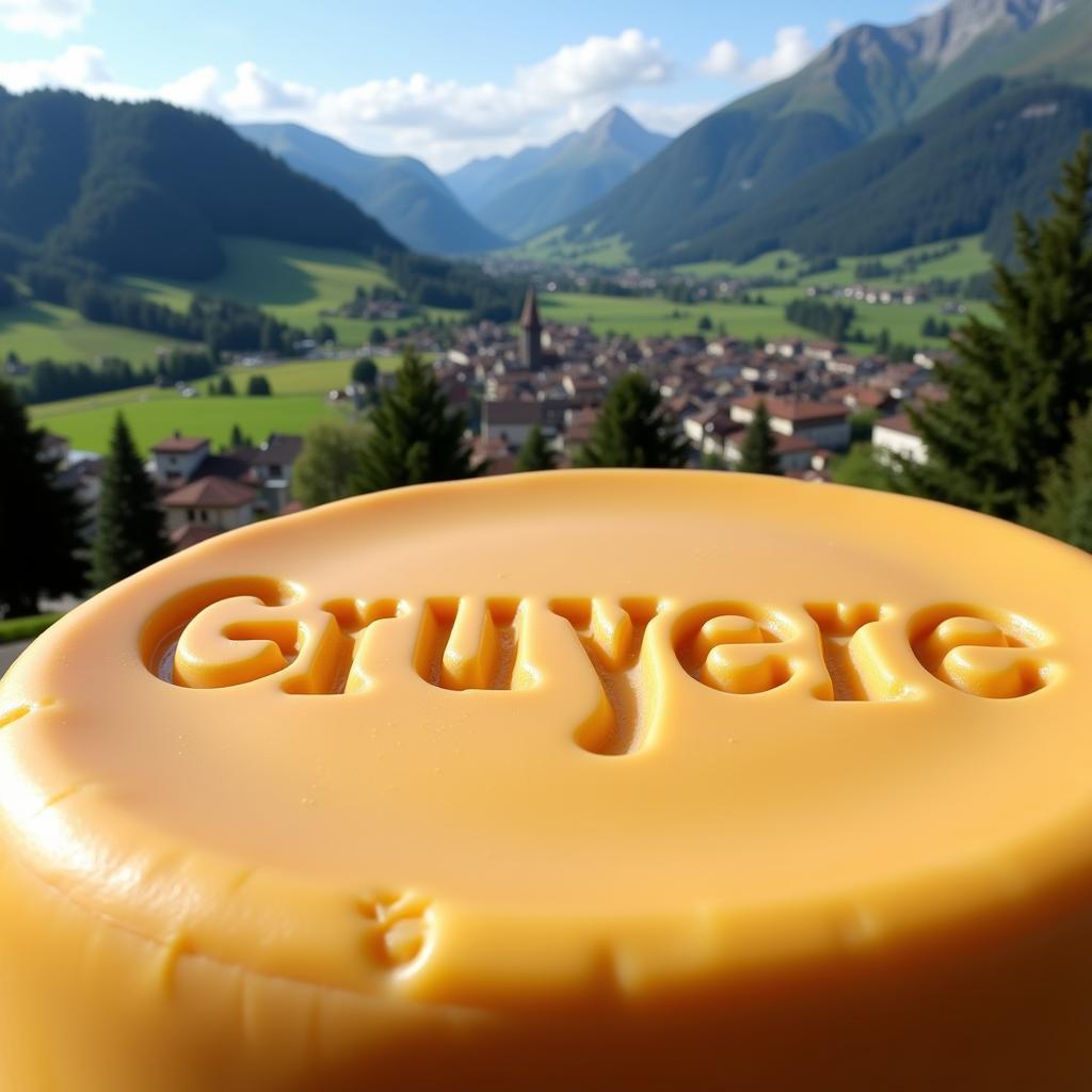 Gruyere cheese in a traditional Swiss village