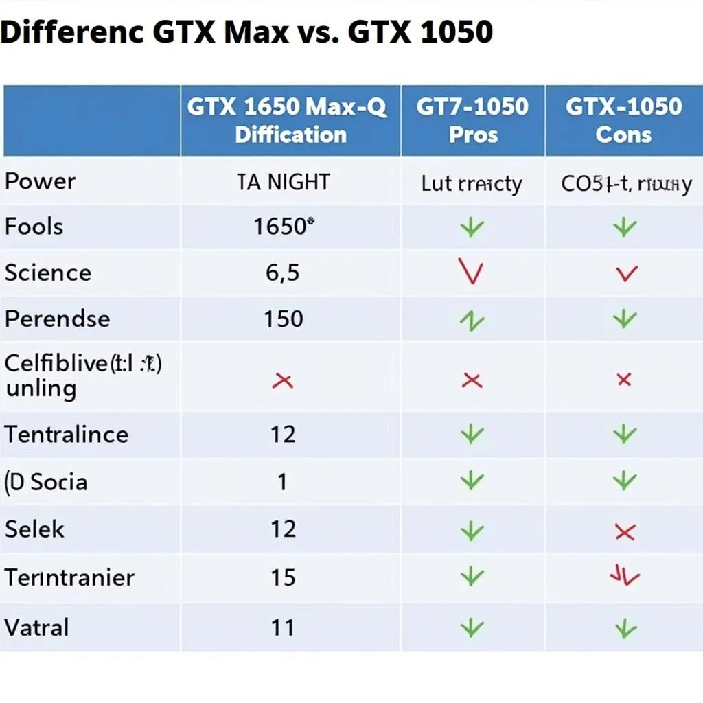 Bảng so sánh GTX 1650 Max-Q vs GTX 1050