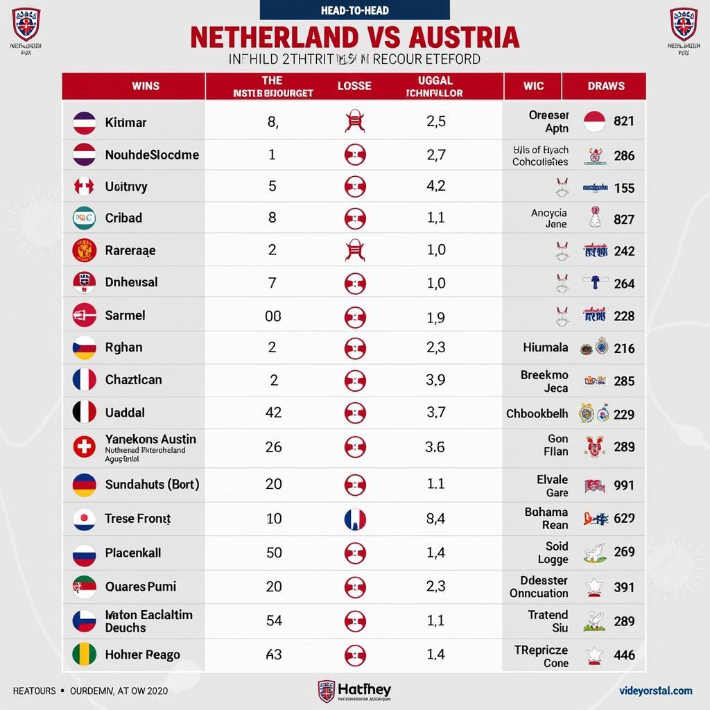 Lịch sử đối đầu Hà Lan vs Áo