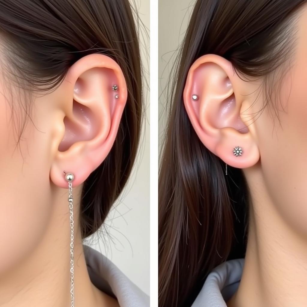 So sánh xỏ khuyên helix và flat