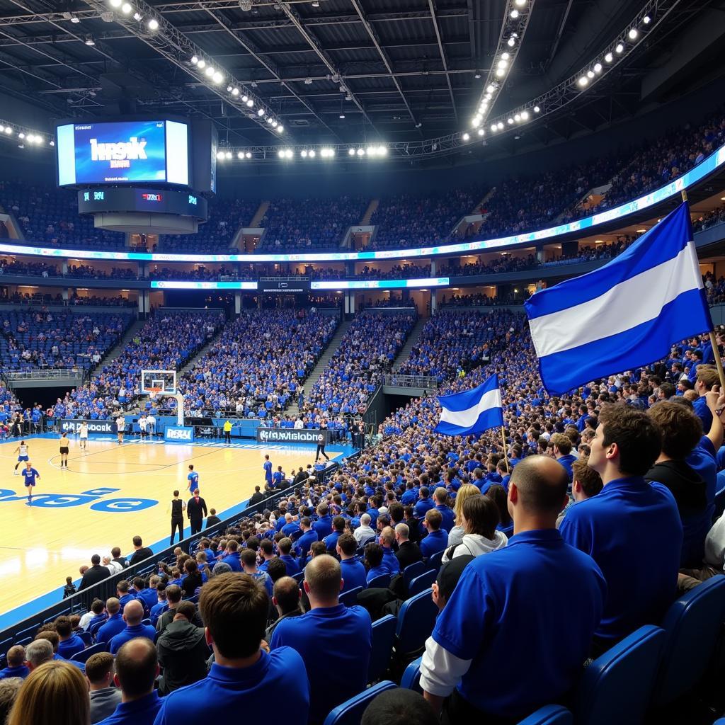 Cổ động viên HJK Helsinki cuồng nhiệt trên khán đài sân Bolt Arena