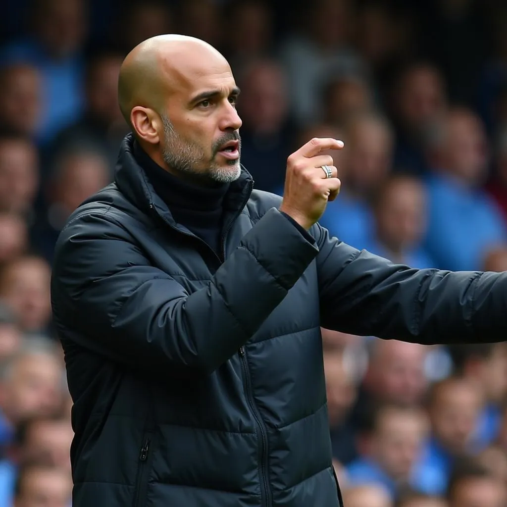 HLV Pep Guardiola chỉ đạo chiến thuật