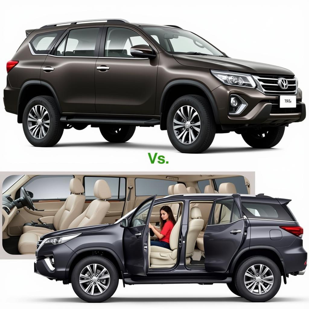 Honda Civic và Toyota Fortuner: So sánh nội thất