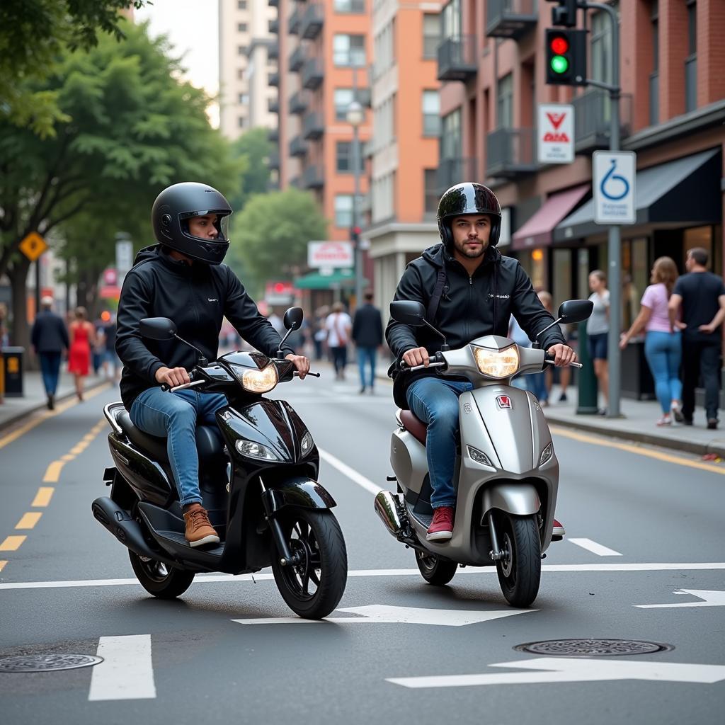 Honda Ruckus và Zoomer di chuyển trong thành phố