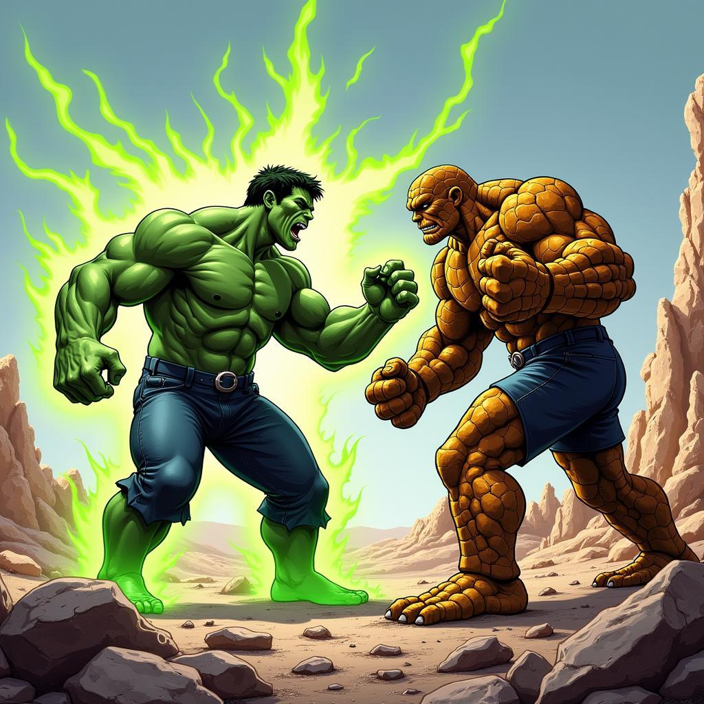 Hulk and Thing Facing Off