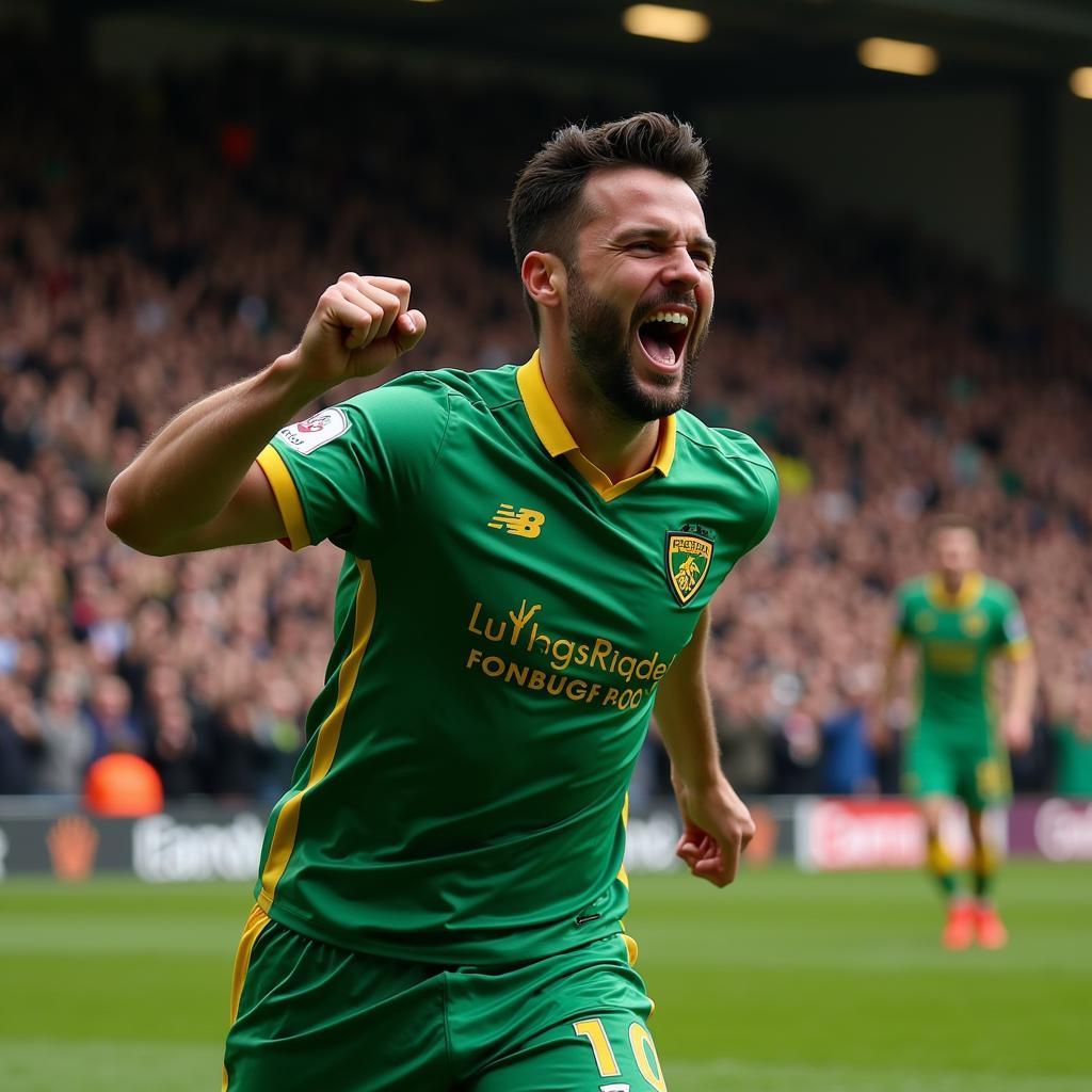 James Garner ăn mừng bàn thắng trong màu áo Norwich City