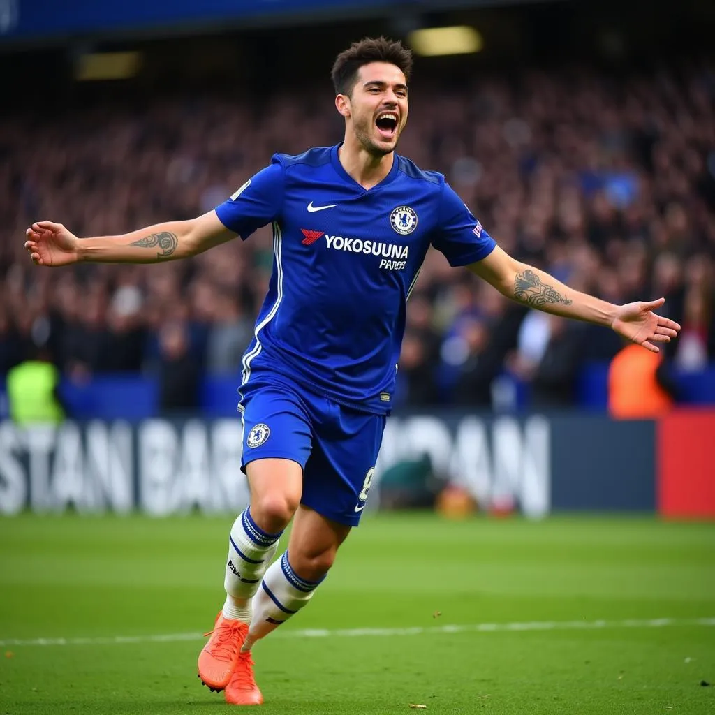 Kai Havertz ăn mừng bàn thắng gỡ hòa cho Chelsea