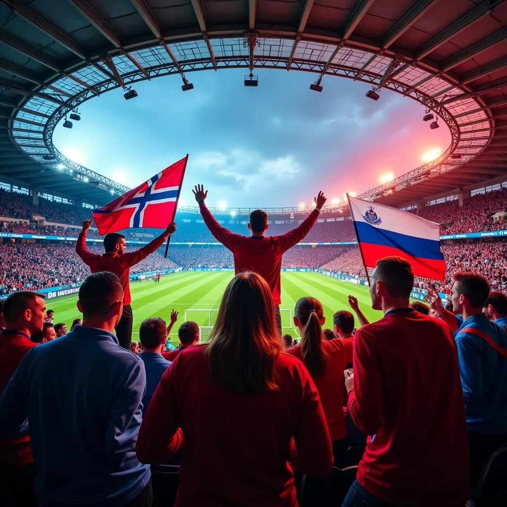 Norway vs Slovenia: Cổ động viên hai đội bóng cuồng nhiệt trên khán đài