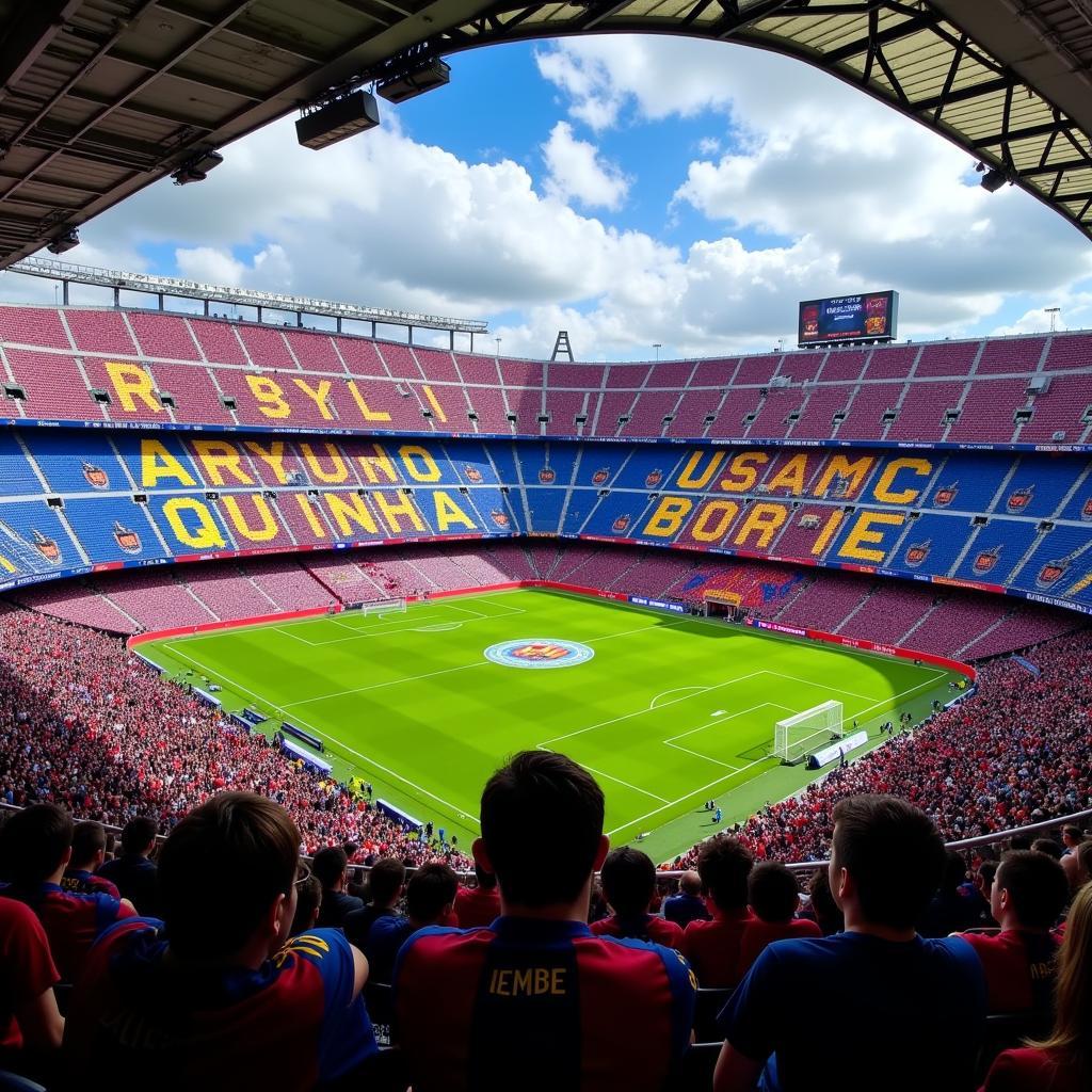 Cổ động viên cuồng nhiệt trong trận derby Barcelona