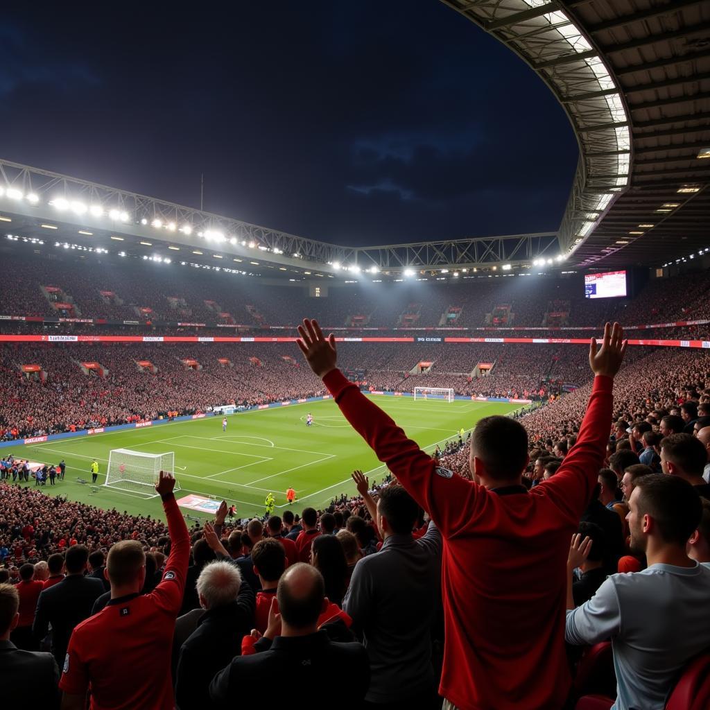 Không khí sôi động trên khán đài sân Old Trafford