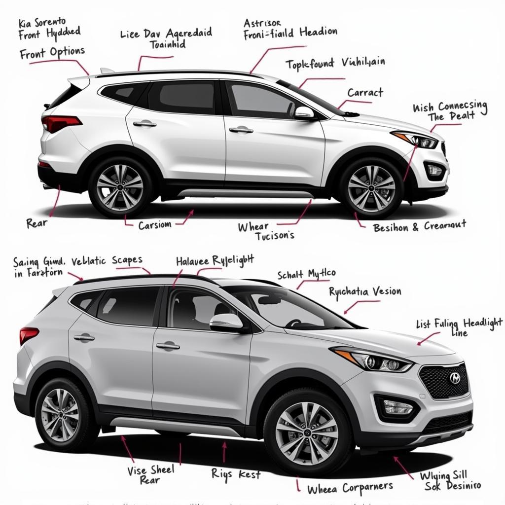 So sánh ngoại thất Kia Sorento và Hyundai Tucson