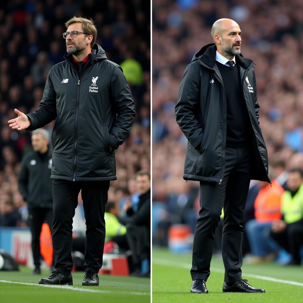 Klopp và Guardiola chỉ đạo chiến thuật