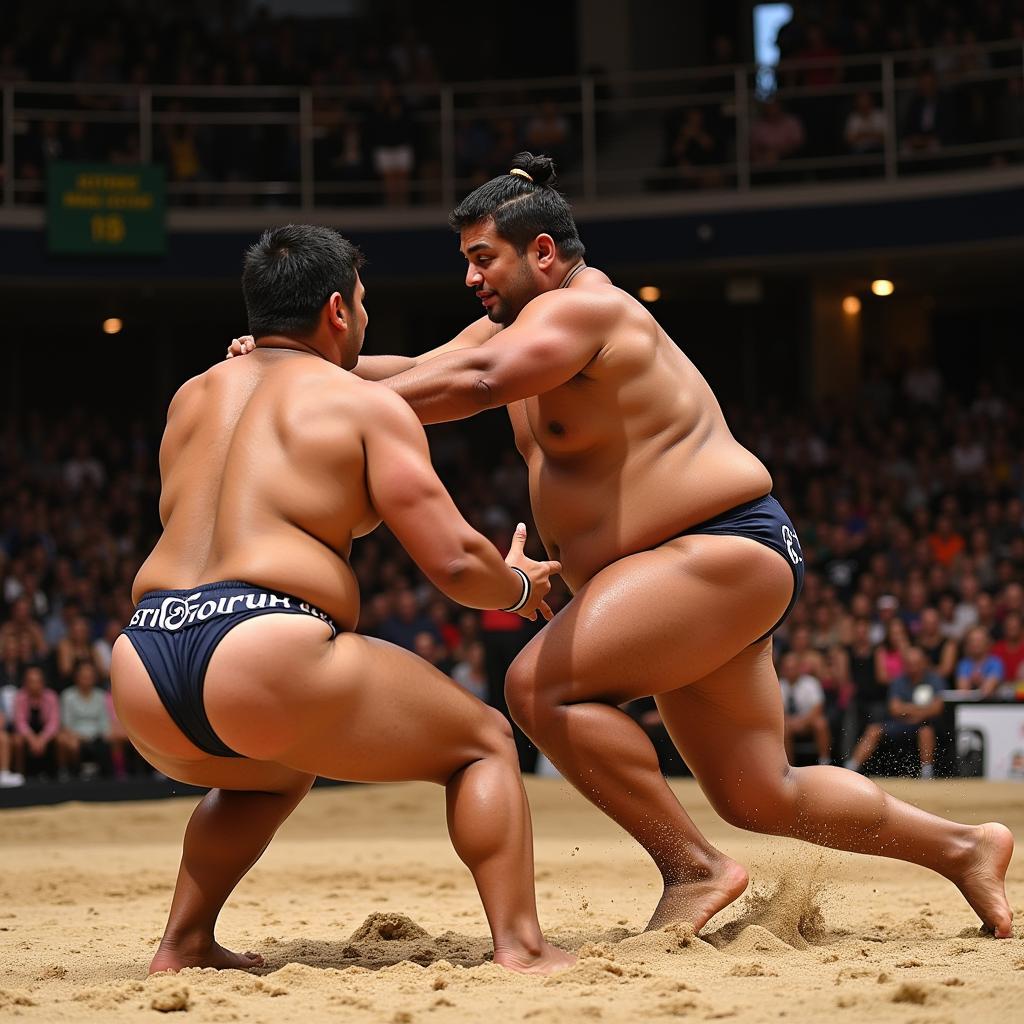 Kunkli Tivadar thi đấu Sumo