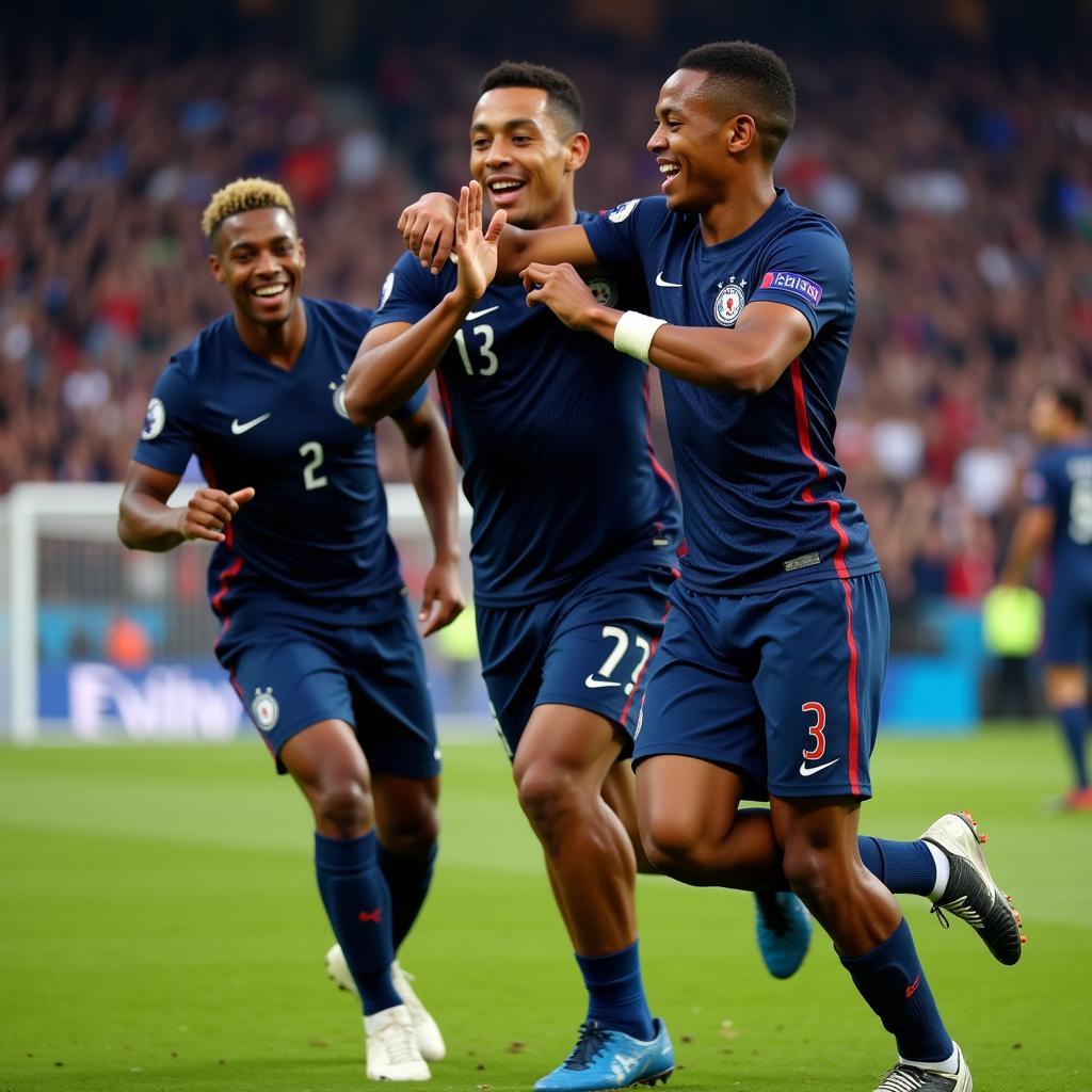 Kylian Mbappé celebrates a goal for France