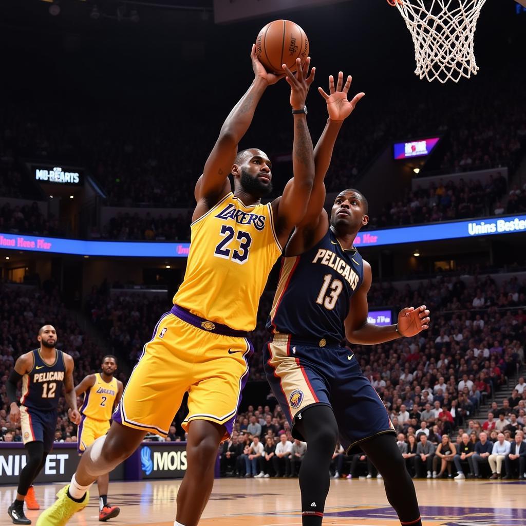 Cầu thủ Lakers và Pelicans tấn công