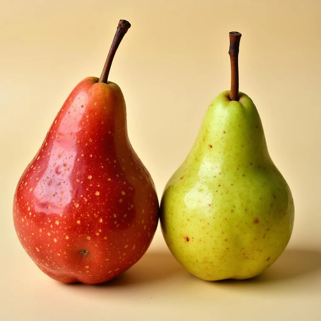 The outline of red pears and green pears