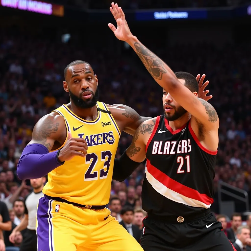 LeBron James và Damian Lillard đối đầu