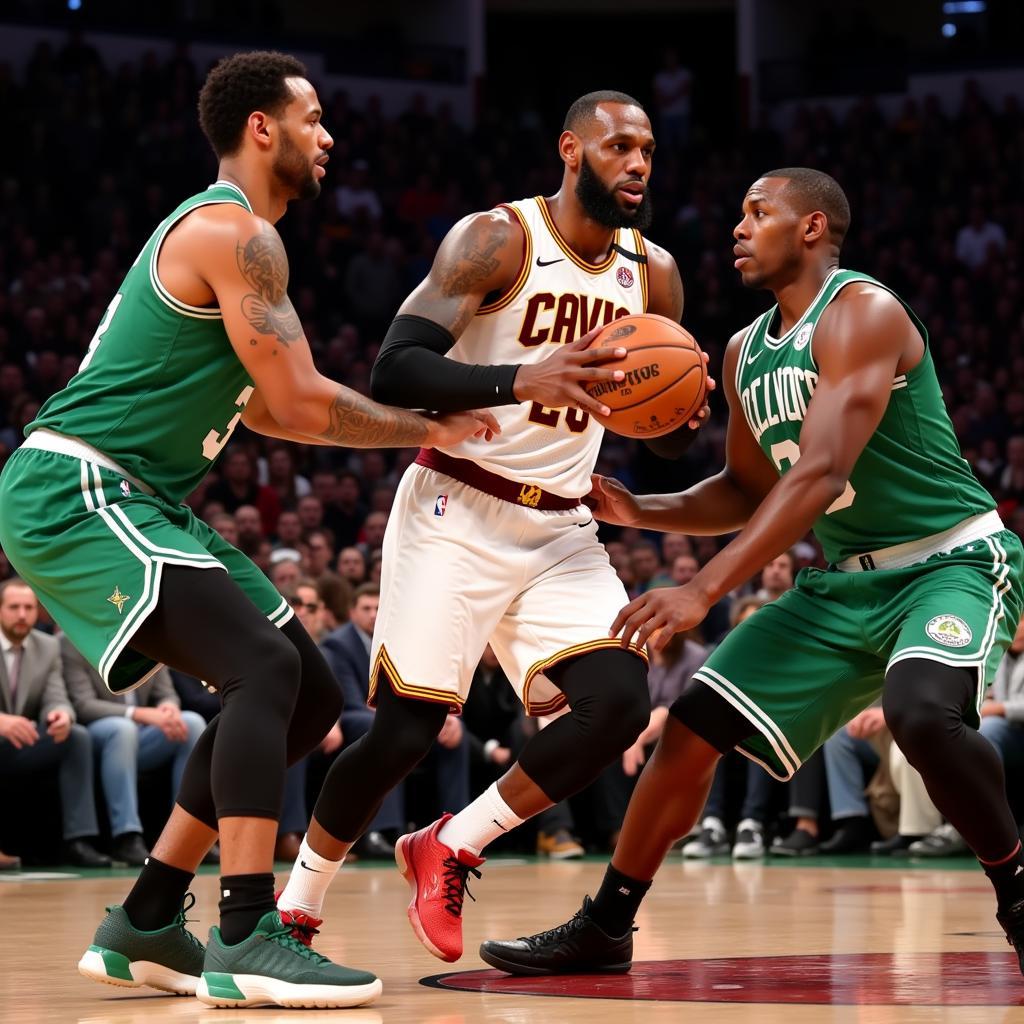 LeBron James đối đầu với Boston Celtics