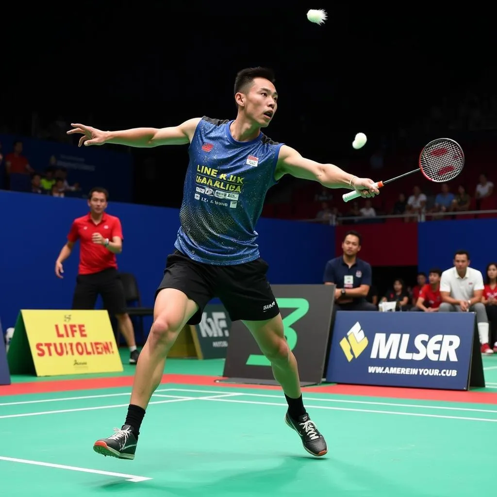 Lee Chong Wei tung cú phản công mạnh mẽ trước sự truy cản của Viktor Axelsen