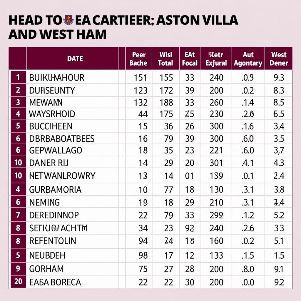 Lịch sử đối đầu Aston Villa và West Ham