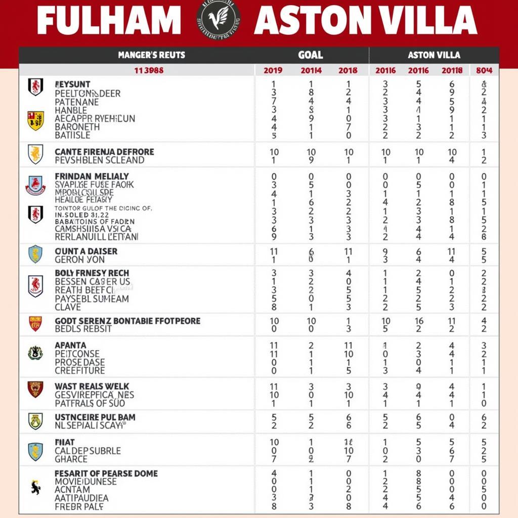 Lịch sử đối đầu Fulham vs Aston Villa